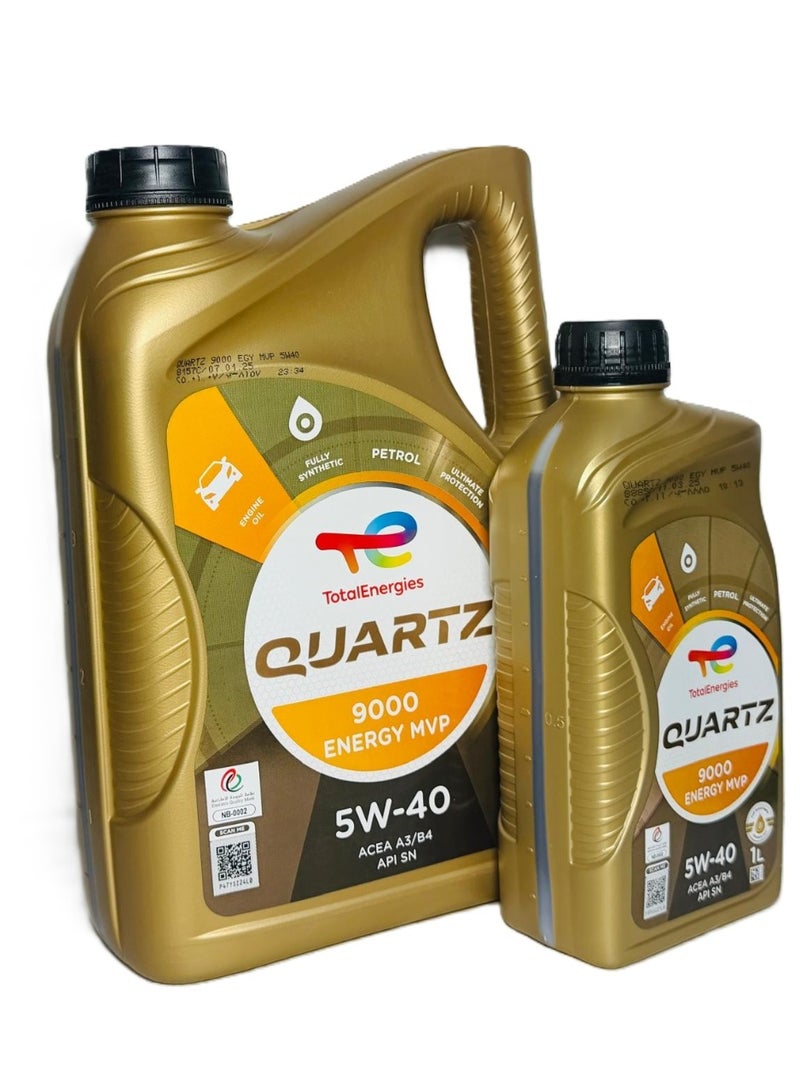 توتال انرجيز زيت محركات Energy MVP Quartz 9000 تخليقي بالكامل 5W-40، سعة 4 لترات + 1 لتر - Image 2